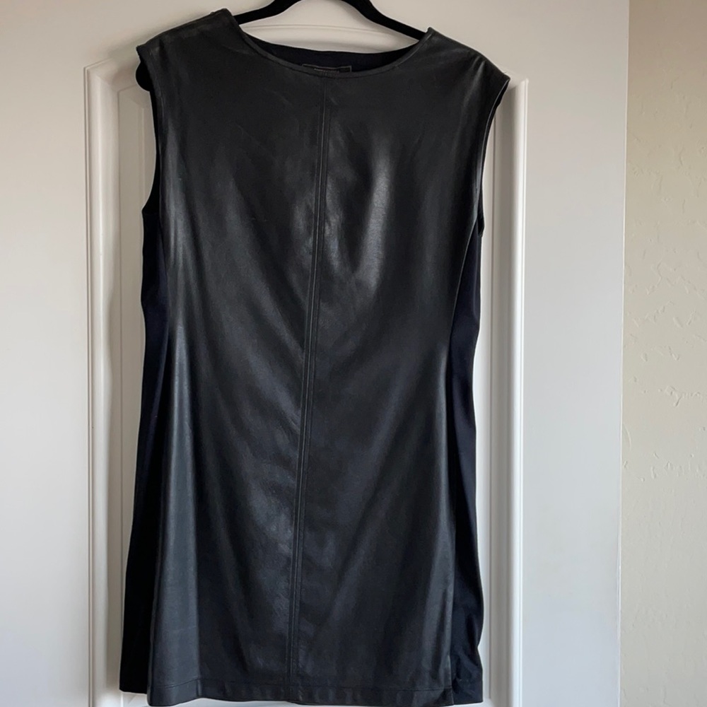 Black BCBG dress, leather-pleather